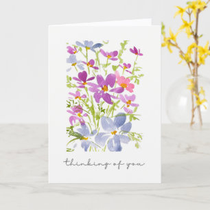 Cartão Doce Pensamento em Você Aquarela Floral
