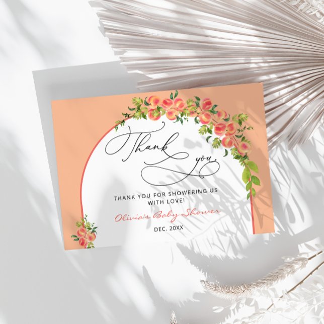 Cartão Doce Pequeno Chá de fraldas De Pêssego Obrigado (Criador carregado)