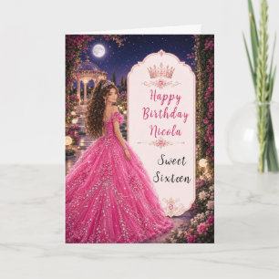 Cartão Doce Princesa Real de 16 anos Rosa