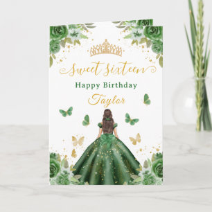 Cartão Doce Princesa Verde Morena de 16 Anos