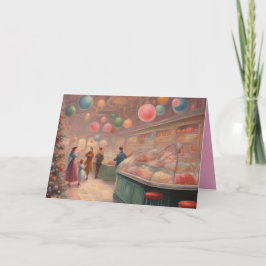 Cartão Doce Retro Sore durante as férias de Natal
