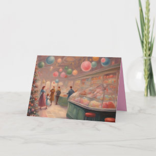 Cartão Doce Retro Sore durante as férias de Natal