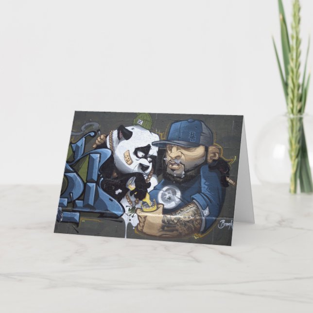 Cartão Doce Sad Panda Encontrou Um Amigo (Frente)
