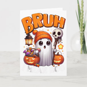 Cartão Doce Truque ou Travessura Fantasma Bonito Hallowee