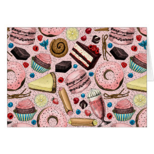 Cartão Doces a rosa