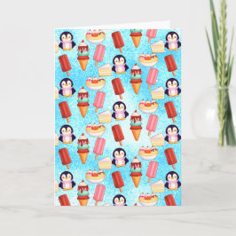 Cartão Doces para Sorvetes de pinguim