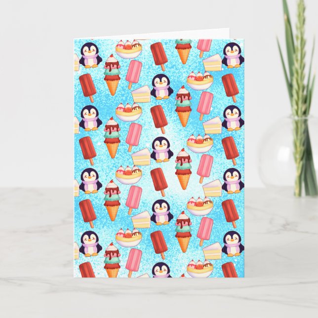 Cartão Doces para Sorvetes de pinguim (Frente)
