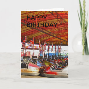 Cartão Dodgem Car Funfair Ride HAPPY BIRTHDAY Card