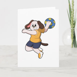 Cartão Dog as Handball player with Handball