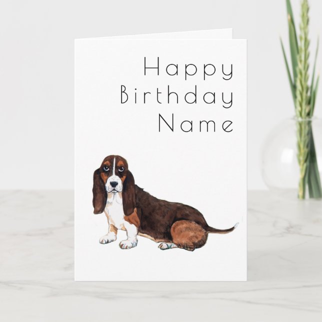 Cartão Dog Basset Hound Deco Birthday (Frente)
