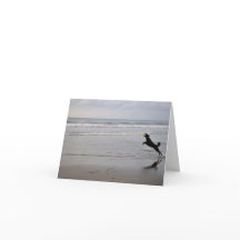 Dog Catching Beach Frisbee Note Card