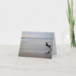 Cartão Dog Catching Beach Frisbee Note Card