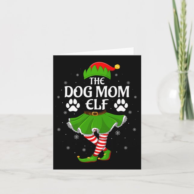 Cartão Dog Mom Elf Christmas Family Girls Women Elf Squad (Frente)