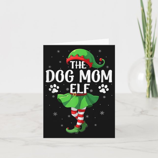 Cartão Dog Mom Elf Christmas Girls Women Elf Squad Xmas F (Frente)