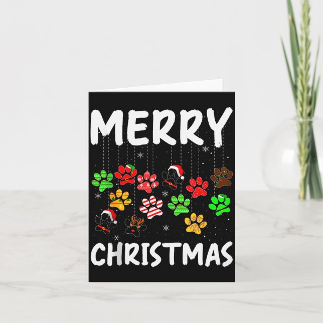 Cartão Dog Paw Merry Christmas Pajamas Puppy Dog Lover Xm (Frente)