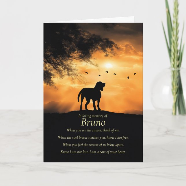 Cartão Dog Pet Sympathy Custom Name With Spiritual Poem  (Frente)