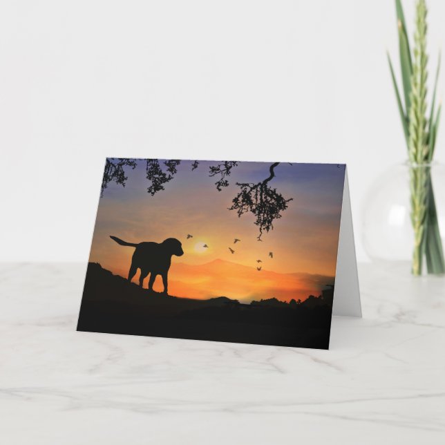 Cartão Dog Sympathy Card with Labrador Retriever Sunset (Frente)