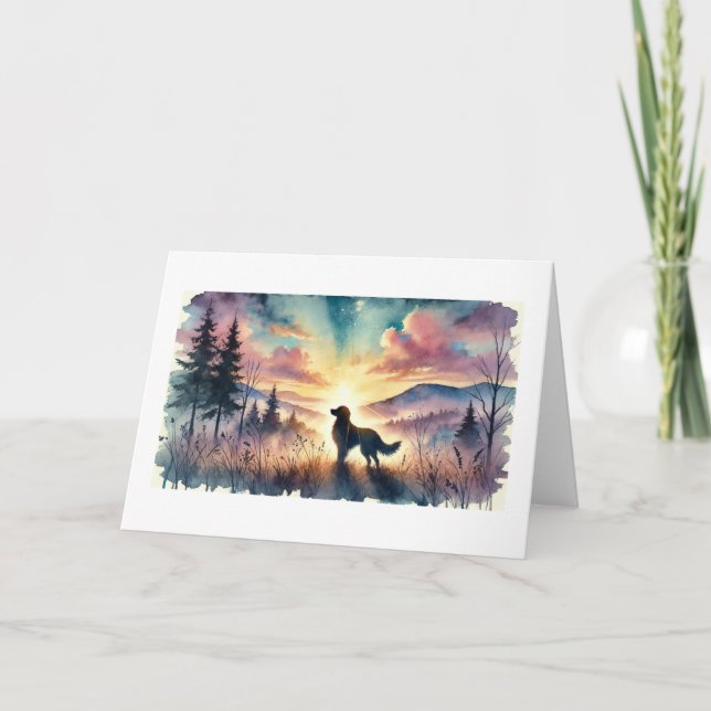 Cartão Dog Sympathy Watercolor Sunrise Card (Frente)