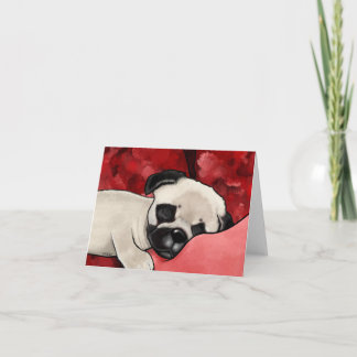 Cartão Dog Tired Pug Pup Blank Notecard