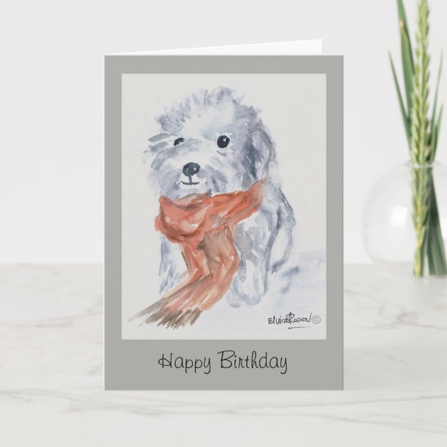 Cartão Dog with scarf Happy Birthday Card (Frente)
