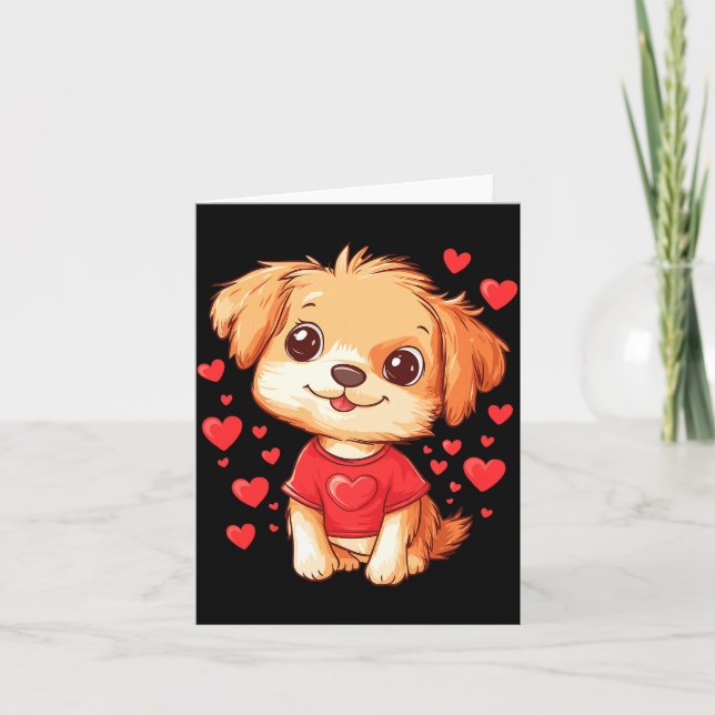 Cartão Dogs Lover Heart Girls Puppy Valentine’s Day Women (Frente)