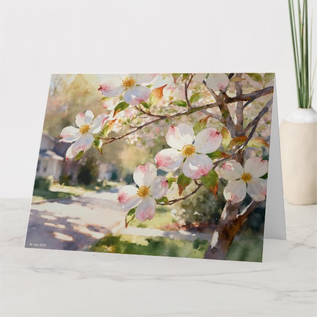 Cartão Dogwood Blossoms Study C In Watercolor (Frente)