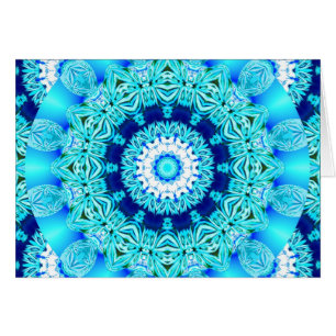 Cartão Doily azul do laço do gelo, Aqua abstrato