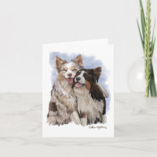 Cartão Dois amigos Border Collie de desenho animado