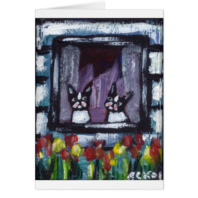 Cartão dois bostons na janela (Frente)