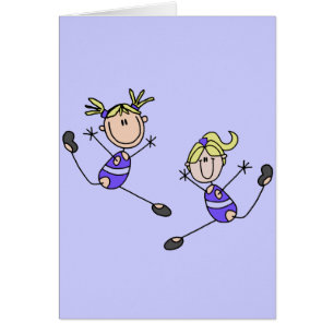 Cartão Dois camisetas e presentes louros do Gymnast da