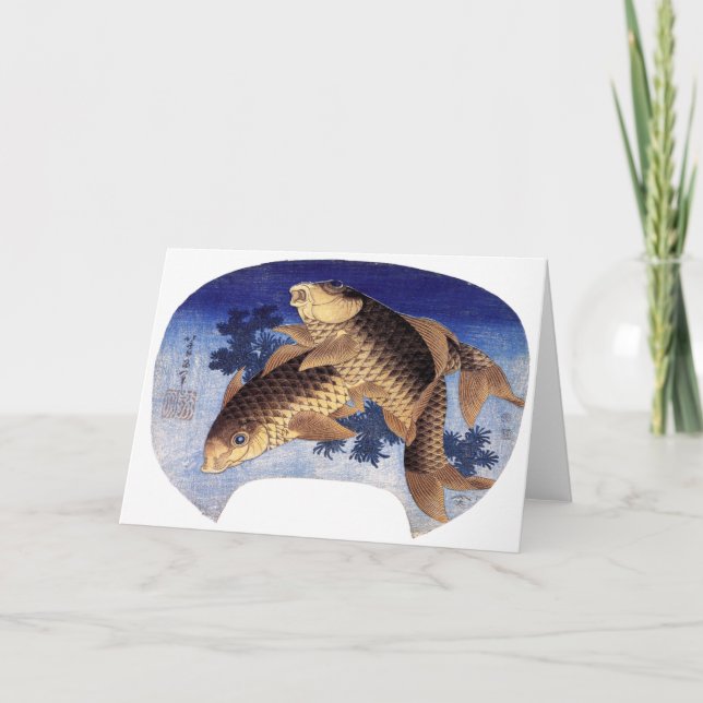Cartão Dois Carps, Hokusai (Frente)
