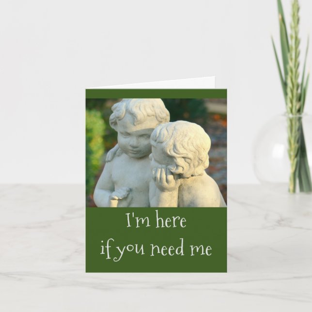 Cartão DOIS CHERUBS/AMIGOS/ "Estou aqui se precisar de mi (Frente)