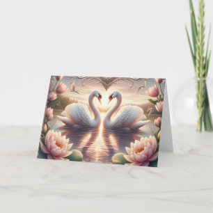 Cartão Dois cisnes apaixonados por um Vazio