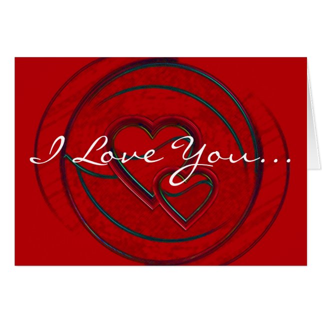 Cartão Dois Corações Eu Te Amo Em Branco (Frente Horizontal)