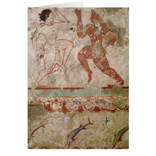 Cartão Dois dançarinos e golfinhos (Frente)