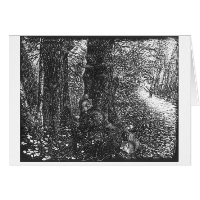 Cartão Dois esquilos na floresta (Frente Horizontal)