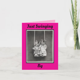 Cartão Dois Gatinhos Em Uma Placa Swing