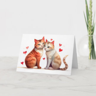 Cartão Dois gatos amontoados para o romance do Dia de os 