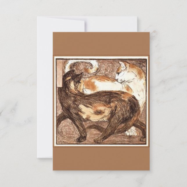 Cartão Dois gatos (por Franz Marc) (Frente)