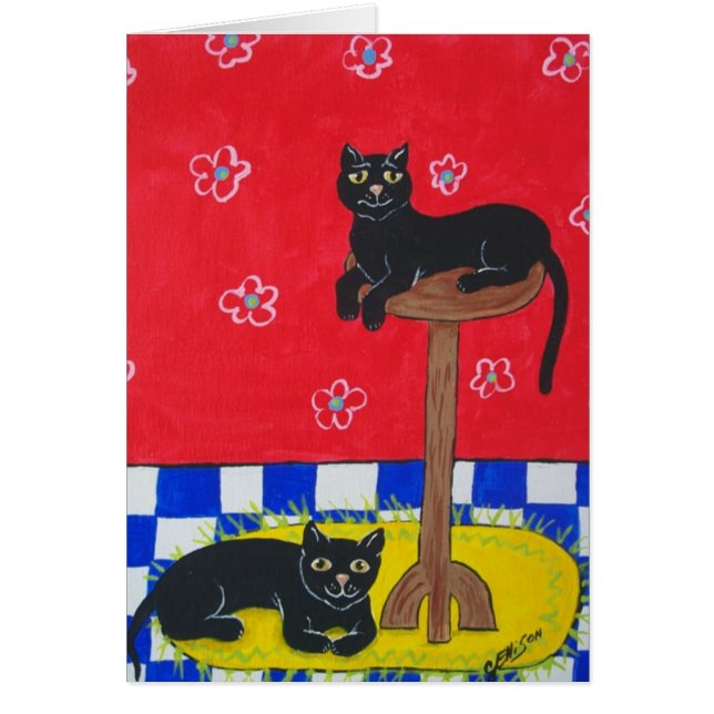 Cartão Dois gatos pretos (Frente)
