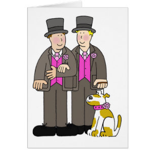 Cartão Dois Grooms e seu desenho de cachorro