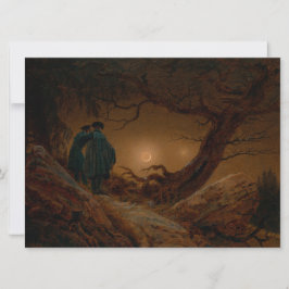 Cartão Dois Homens Contemplando a Lua à Noite