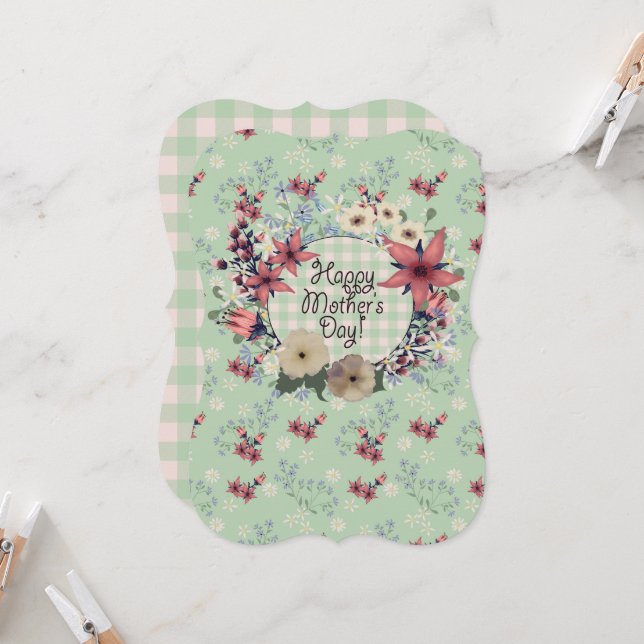 Cartão Dois lados | DIA DE AS MÃES | Verificação Verde Mi (Frente/Verso In Situ)