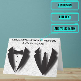 Cartão Dois Noivos Abstratos Dia de Casamento Parabéns