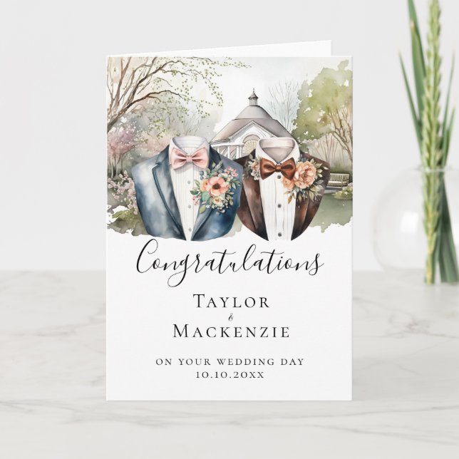 Cartão Dois Parabéns do Jardim de Sala no Dia do Casament (Frente)