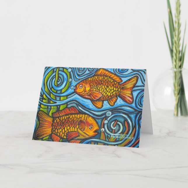 Cartão Dois Peixes Dourados (Frente)