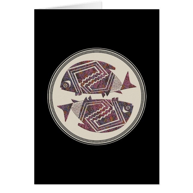 Cartão Dois peixes, Mimbres Pottery, Imagem 18 Card (Frente)