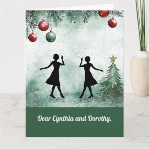 Cartão Dois Professores de Dança Girando Natal Agradecido
