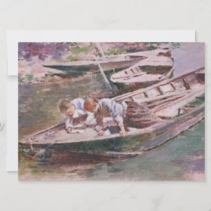 Cartão Dois rapazes num barco (por Theodore Robinson)