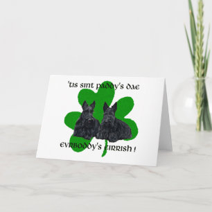 Cartão Dois Scotties no Dia de St. Paddy